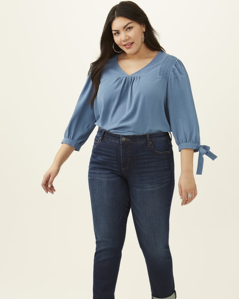 Plus size model wearing Catherine Boyfriend Jean by Kut From The Kloth | Dia&Co | dia_product_style_image_id:186105